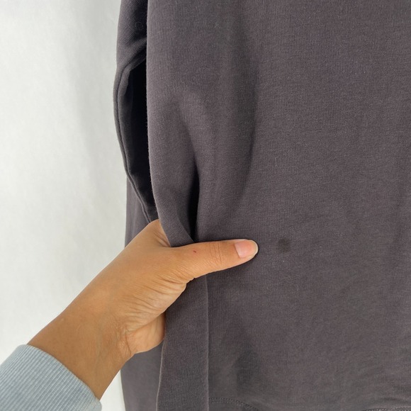 Lilla P Sweatshirt Womens Large Brown Cotton Cozy Knit Funnel Neck Button Front - Picture 3 of 13